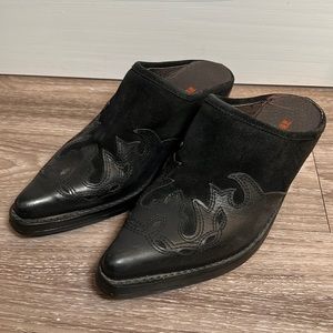 Black Leather Texan Booties